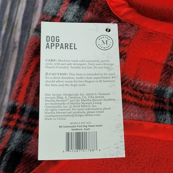 MARTHA Stewart Red Plaid Tweed Barn Coat For Dogs Small - Picture 8 of 10